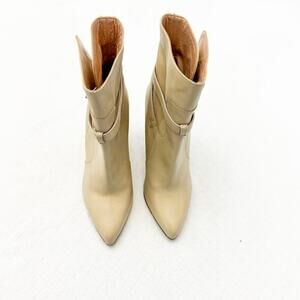 Club Monaco Leather Jorga High Heel Double Belted Boots Almond Size 40 Italy